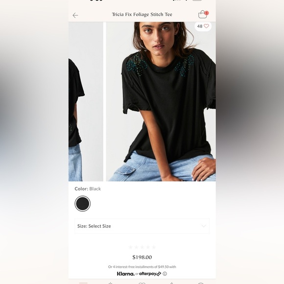 Free People NWT Tricia Fix Foliage Stitch Tee - Picture 4 of 4